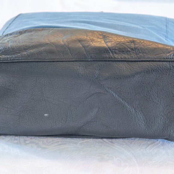 Blue canvas Gladstone bag with crow print - Picture 3 of 5